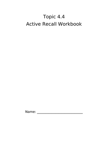 Edexcel A Level Biology B Topic 4 Active Recall Workbooks