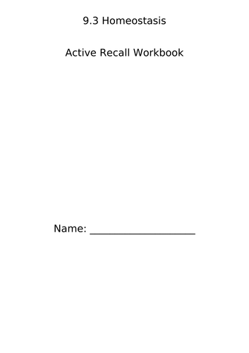 Edexcel A Level Biology B Topic 9 Active Recall Workbook