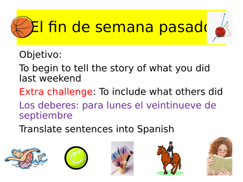 Spanish past tense leisure activities lesson