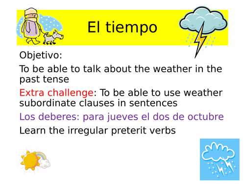 Spanish imperfect tense weather + leisure
