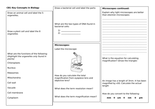 Edexcel GCSE Combined Science Revision Mats Biology