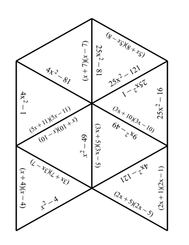 Difference of Squares Factorising Tarsia