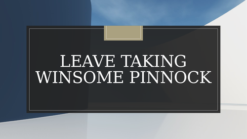 Leave Taking Winsome Pinnock Scheme of Learning