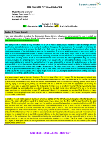 AQA GCSE PE NEA Coursework Guide - Analysis Section 1 (Fitness Strength)