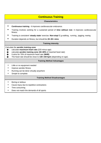 GCSE PE NEA Coursework Guide - Evaluation (Suitable Training Type)