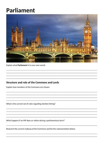 Edexcel A Level Politics Parliament Workbook