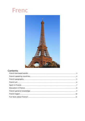 KS3 cross-curricular end of year French culture booklet