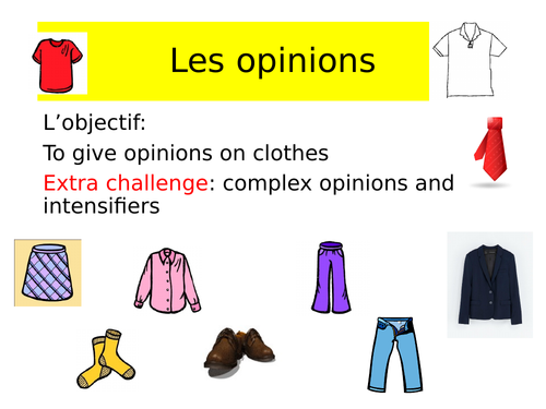 Opinions on clothes lesson French