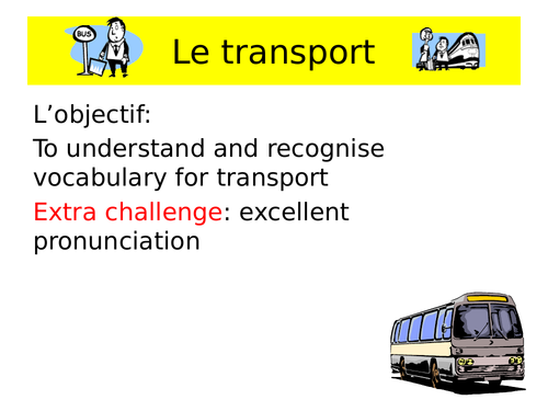 Transport vocabulary lesson - French