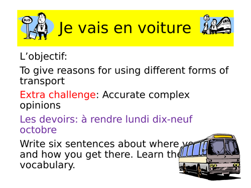 Transport opinions lesson - French