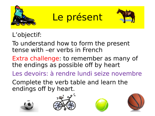 Free time/ sports present tense lessons French