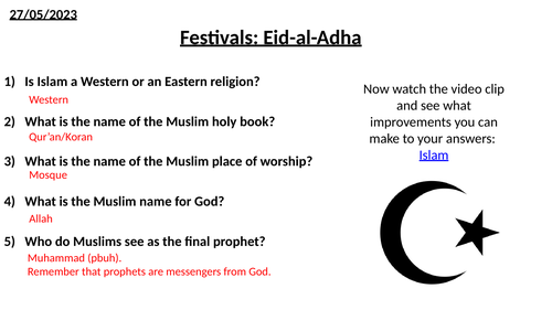 KS3 Eid al-Adha Lesson