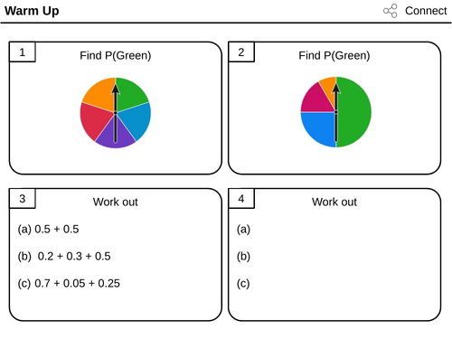 Probabilities sum to one / 1 / Mutually exclusive events | Teaching ...