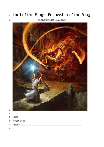 AQA style English Language Paper 1 Lord of the Rings - Gandalf and the Balrog