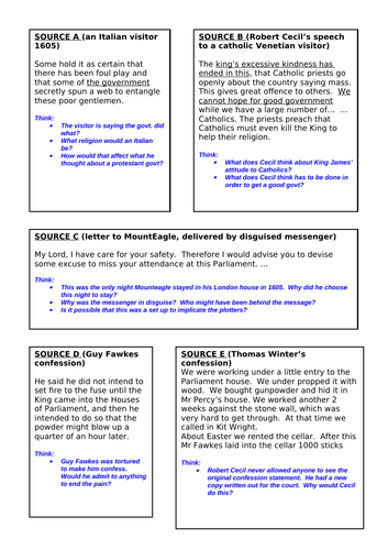 Gunpowder plot source work