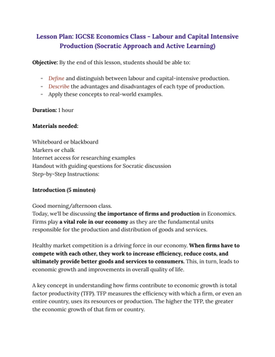 IGCSE Economics - Unit 21 - Firms and Production