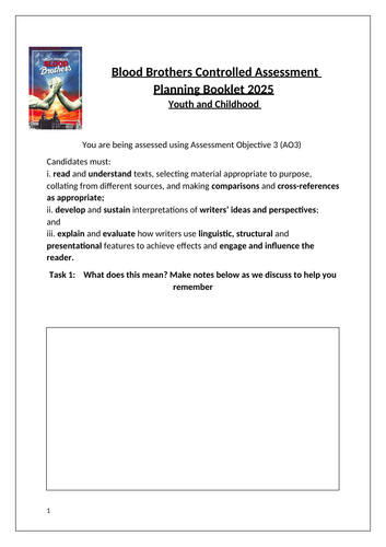 CCEA Study of Written Language Youth/Childhood Blood Brothers