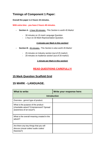 EDUQAS - Media Studies - A-Level. Component 1 - 15 Mark Media Language ...