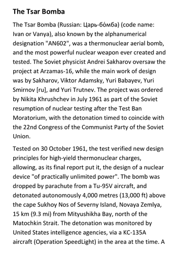 The Tsar Bomba Handout