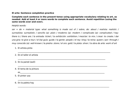 El arte: Sentence completion practice