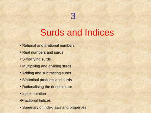 Surds and Indices Topic Review (Rationalising & Fractional & Binomial Products)