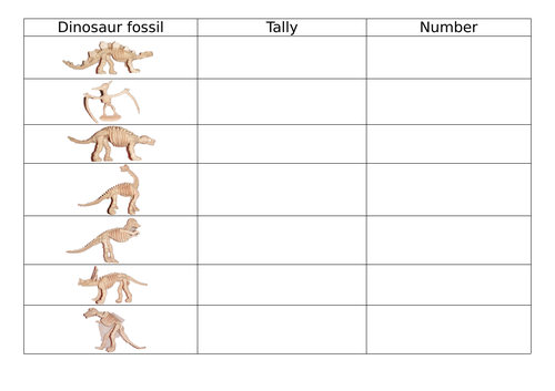 Dinosaur fossil tally chart