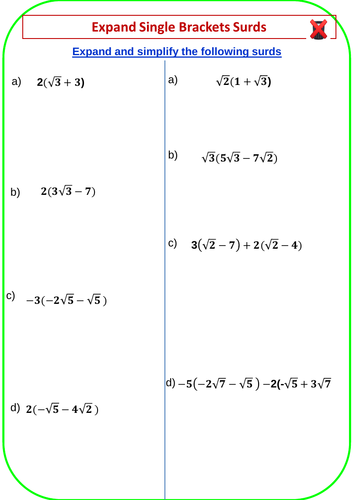 Expanding Surds: Single Bracket