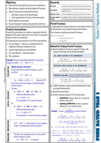 A-level Maths Knowledge Organiser: P2.01 - Algebraic Methods