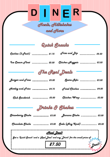 Diner Menu Template & Example