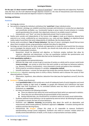 AQA AS/AL Sociology - Debates and Values
