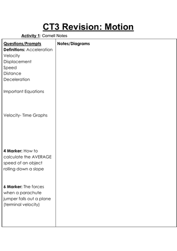 Motion Revision Workbook - Independent Revision