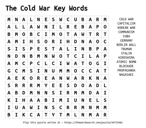 Word search: Cold War Key Words