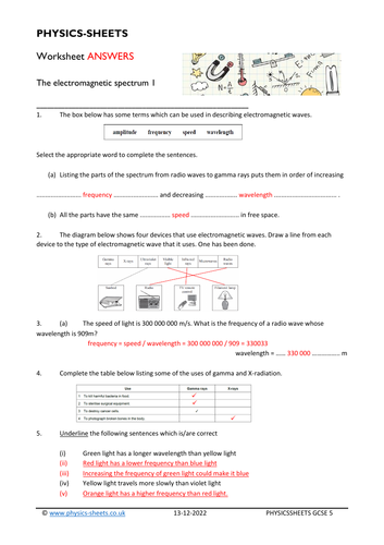 GCSE/IGCSE The electromagnetic spectrum Questions and Answers