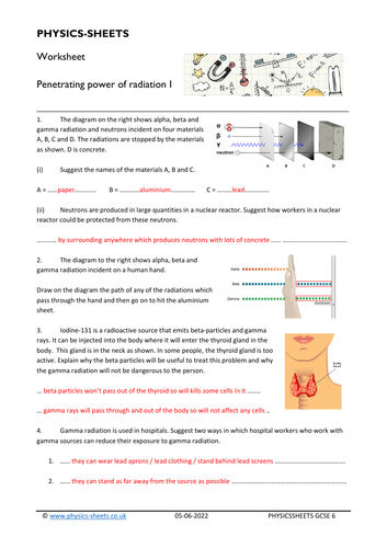 GCSE/IGCSE Penetrating power of radiation Questions and Answers