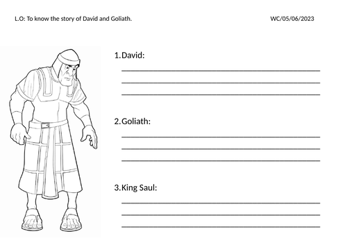 David and Goliath worksheet