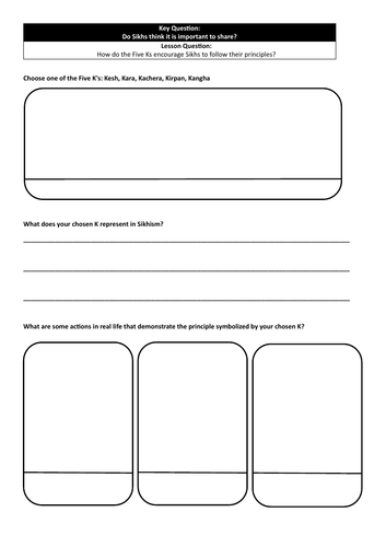 Sikhism's Five K's: Interactive Worksheet for Creative and Practical Learning