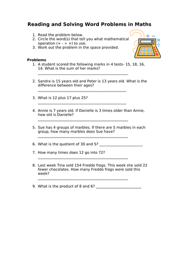 Math Operations Word Problems