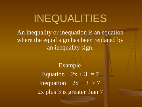 Inequalities Placing on a Number Line Lesson PowerPoint Inequality (Inequation)