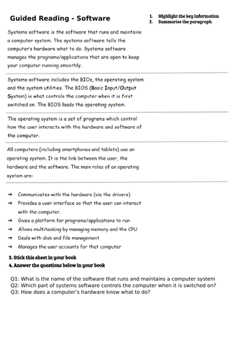 Software Unit of work (Operating systems and utility) OCR j277