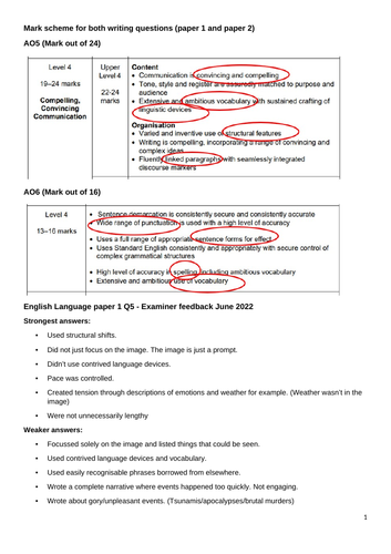 AQA English Language WTM Section B Writing for paper 1 and paper 2