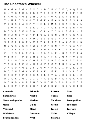 The Cheetah’s Whisker Word Search