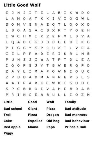 Little Good Wolf Word Search