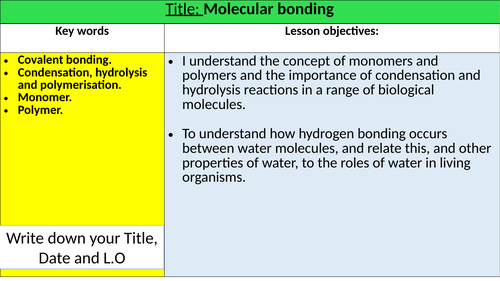 A level biology - Biological molecules (OCR spec)