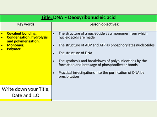 A level biology - Nucleic acids (OCR spec)