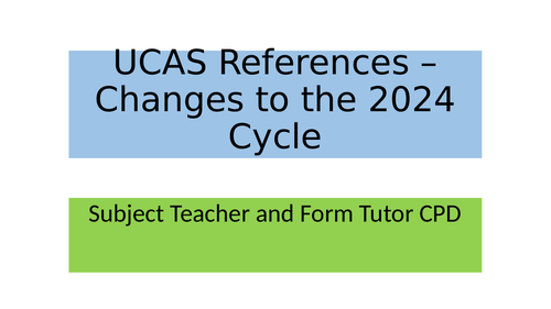 UCAS Reference Changes - CPD