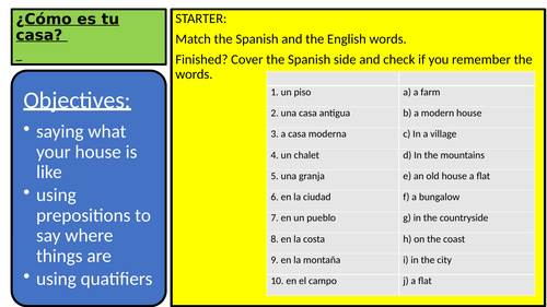 AQA GCSE Spanish ¿Cómo es tu casa?