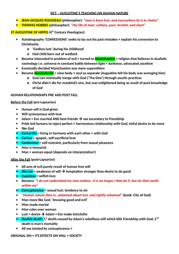 REVISION: "DCT – AUGUSTINE’S TEACHING ON HUMAN NATURE"