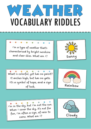 Weather vocabulary riddles.