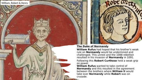 Anglo Saxon England and the Norman Conquest OCR  - William Rufus, Robert Curthose & Henry