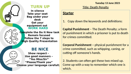 Lesson 8 - Capital Punishment -Crime and Punishment GCSE AQA RS